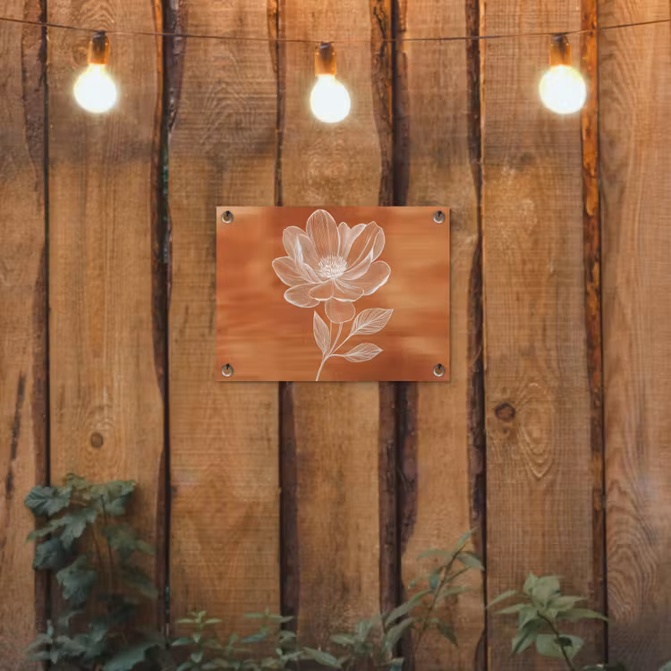 Bloem - Minimalistisch - Wit tuinposter los doek klein -sfeer1