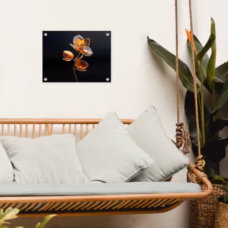 Bloem - Orchidee - Oranje tuinposter los doek klein -sfeer7