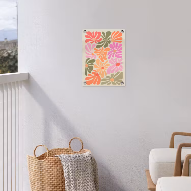 Bloemvormen - Retro - Kleurrijk tuinposter los doek klein -sfeer8