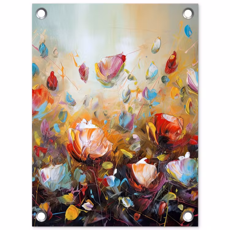 Bloemen - Kunst - Natuur - Olieverf tuinposter los doek klein -3d