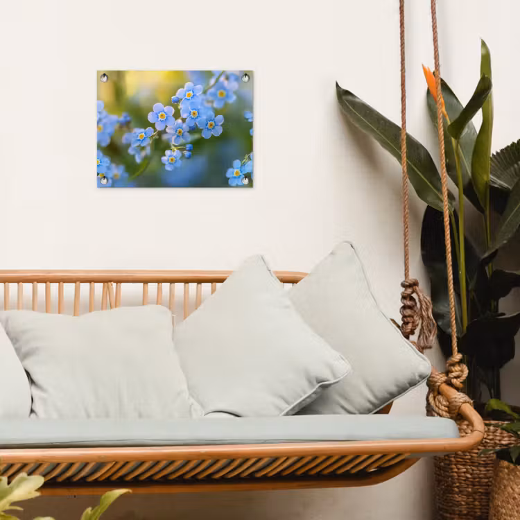 Bloemetjes - Blauw - Vergeet mij nietjes tuinposter los doek klein -sfeer7
