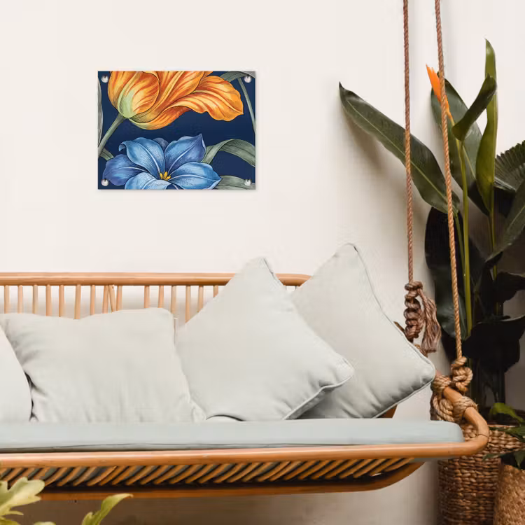 Garden Poster - Flowers - Botanical - Pattern - Bloemen - Botanisch - Patroon tuinposter los doek klein