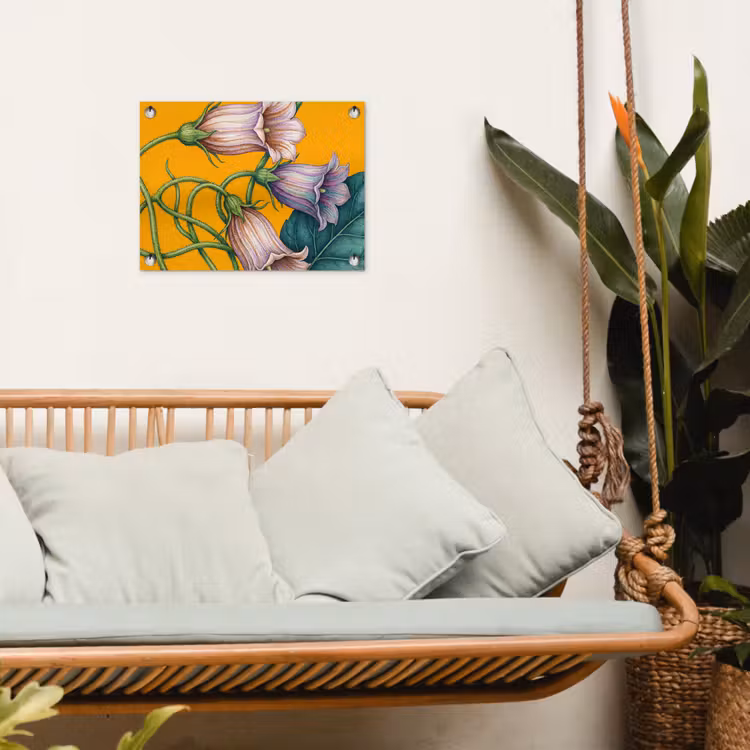 Garden Poster - Flowers - Botanical - Yellow - Bloemen - Botanisch - Geel tuinposter los doek klein