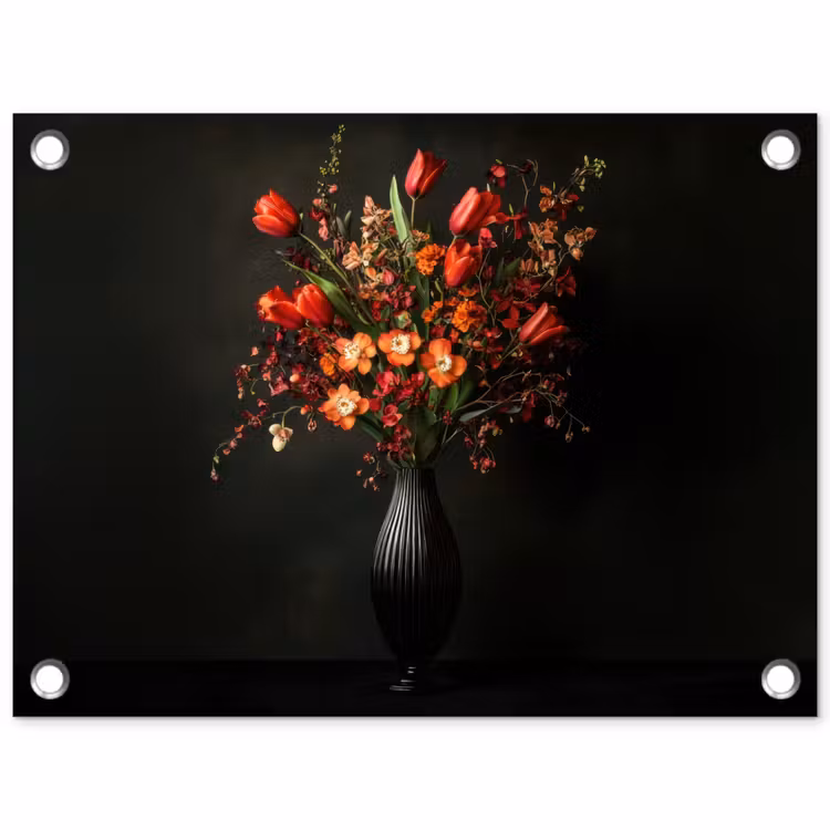 Bloemen - Takken - Boeket tuinposter los doek klein -3d