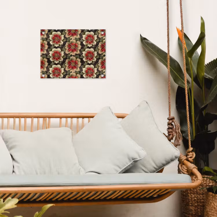 Bloemen - Klassiek - Patroon - Rood tuinposter los doek klein 239 -sfeer7