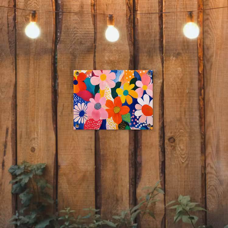 Bloemen - Kleurrijk - Stippen tuinposter los doek klein -sfeer1