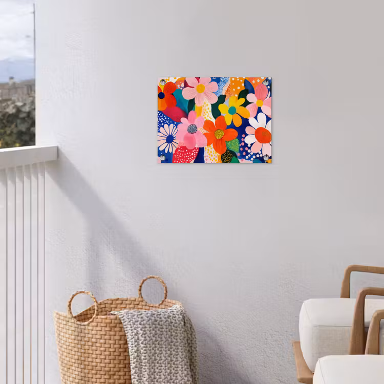Bloemen - Kleurrijk - Stippen tuinposter los doek klein -sfeer8
