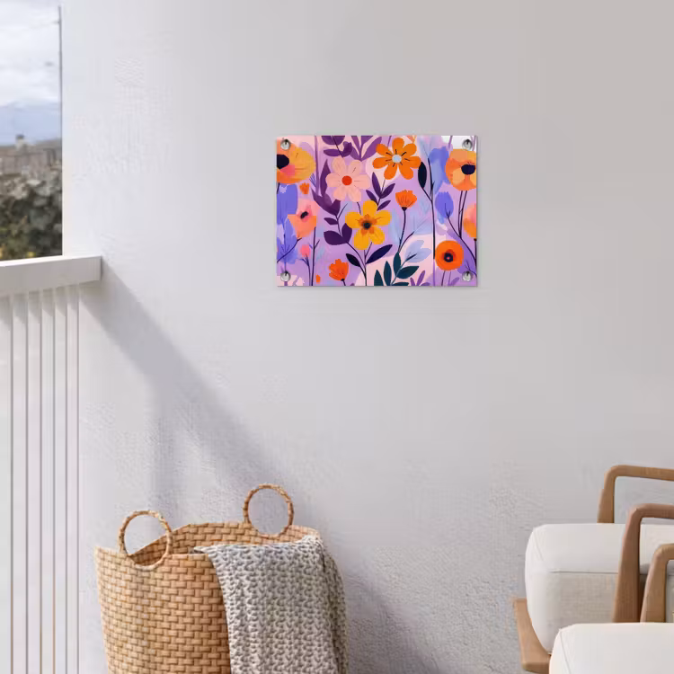 Bloemen - Kleurrijk - Bladeren tuinposter los doek klein -sfeer8