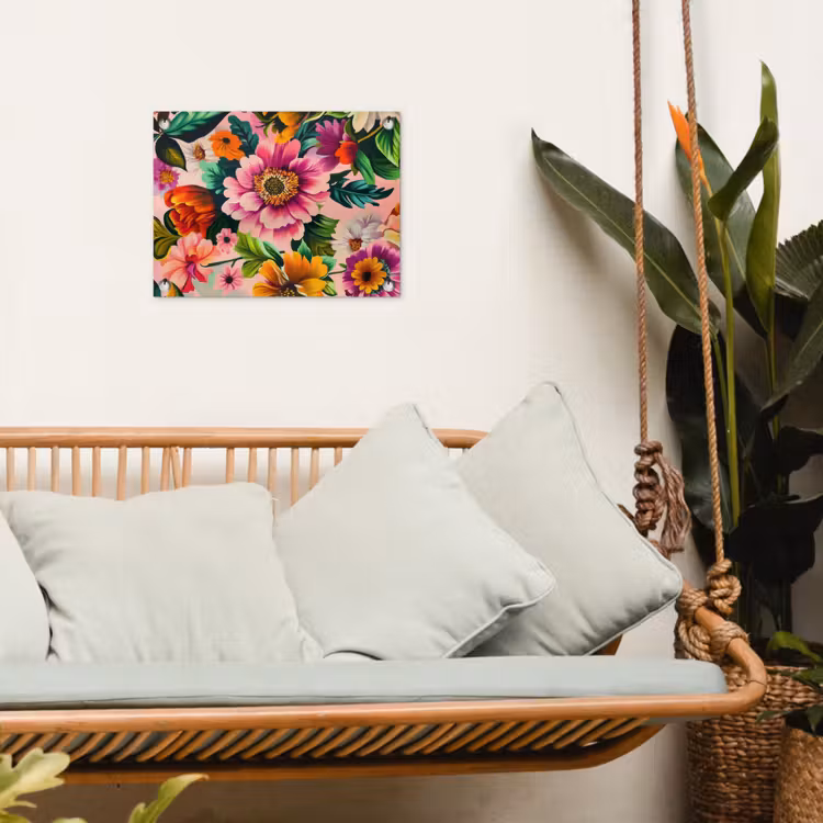 Bloemen - Kleurrijk - Roze tuinposter los doek klein -sfeer7