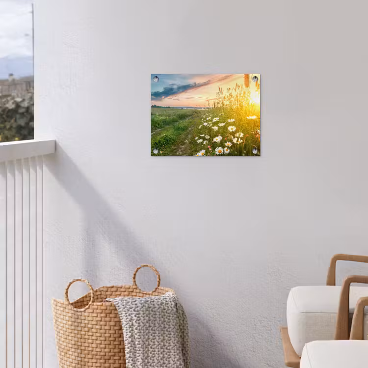 Bloemen - Madelief - Natuur - Zon - Horizon tuinposter los doek klein -sfeer8