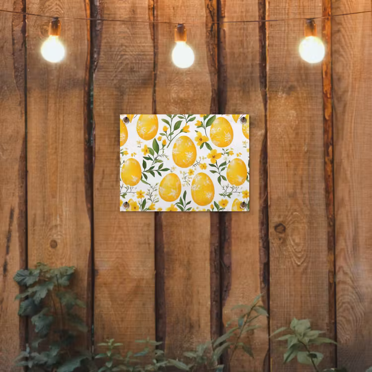 Bloemen - Paaseieren - Geel tuinposter los doek klein -sfeer1