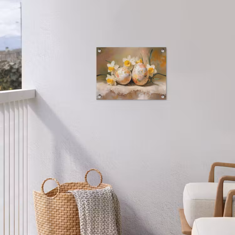 Bloemen - Eieren - Geschilderd tuinposter los doek klein -sfeer8