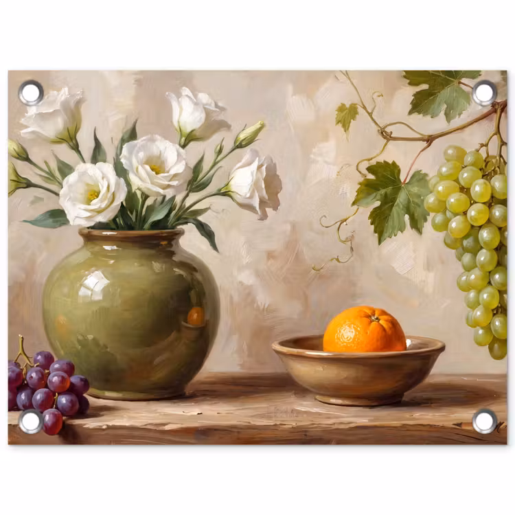 Garden Poster - Flowers - Fruit - Still Life - Bloemen - Fruit - Stilleven tuinposter los doek klein