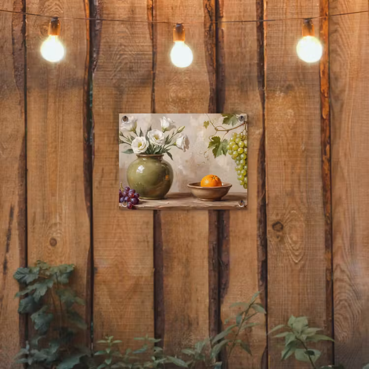 Garden Poster - Flowers - Fruit - Still Life - Bloemen - Fruit - Stilleven tuinposter los doek klein