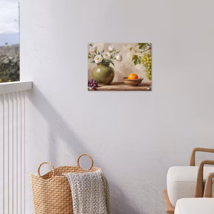 Garden Poster - Flowers - Fruit - Still Life - Bloemen - Fruit - Stilleven tuinposter los doek klein