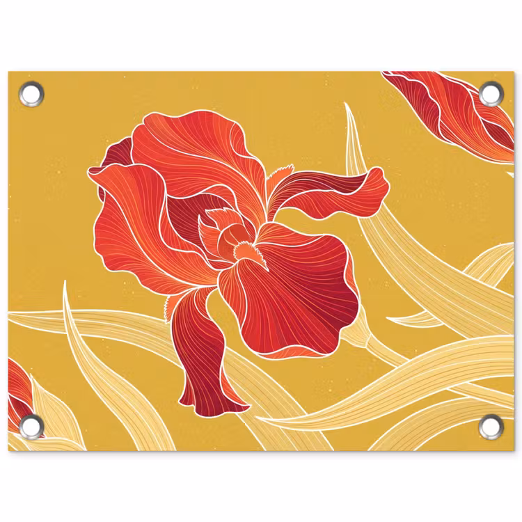 Garden Poster - Flowers - Illustration - Red - Bloemen - Illustratie - Rood tuinposter los doek klein