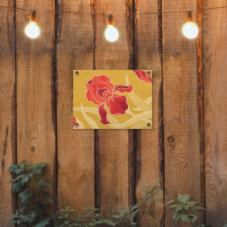 Garden Poster - Flowers - Illustration - Red - Bloemen - Illustratie - Rood tuinposter los doek klein