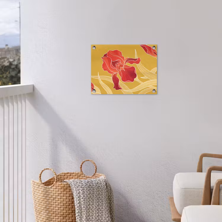 Garden Poster - Flowers - Illustration - Red - Bloemen - Illustratie - Rood tuinposter los doek klein