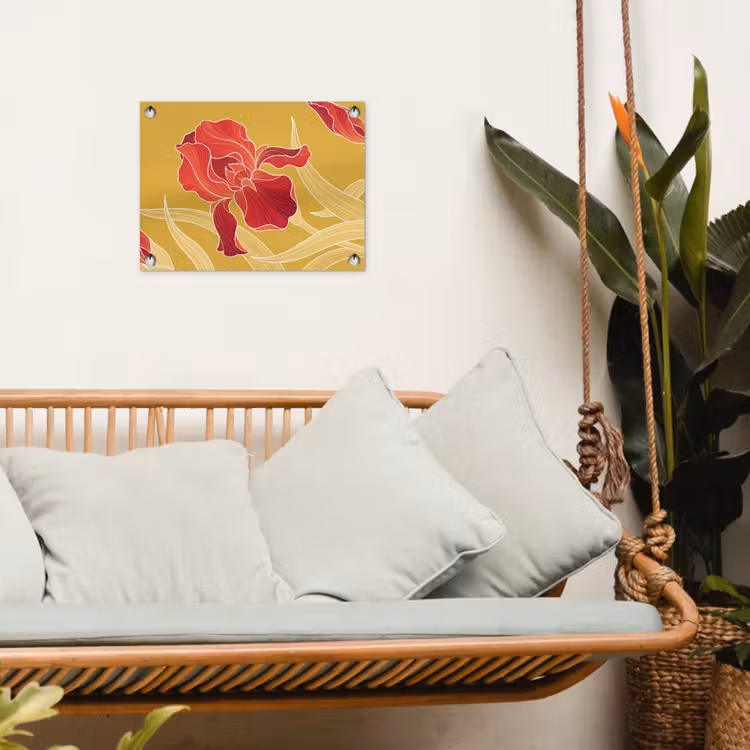 Garden Poster - Flowers - Illustration - Red - Bloemen - Illustratie - Rood tuinposter los doek klein