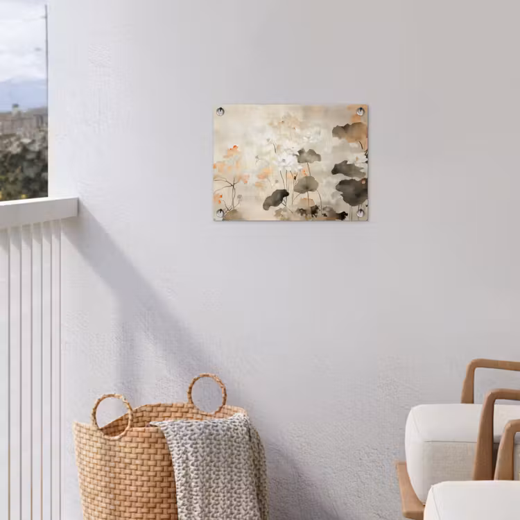 Bloemen - Japandi - Wabi sabi tuinposter los doek klein -sfeer8