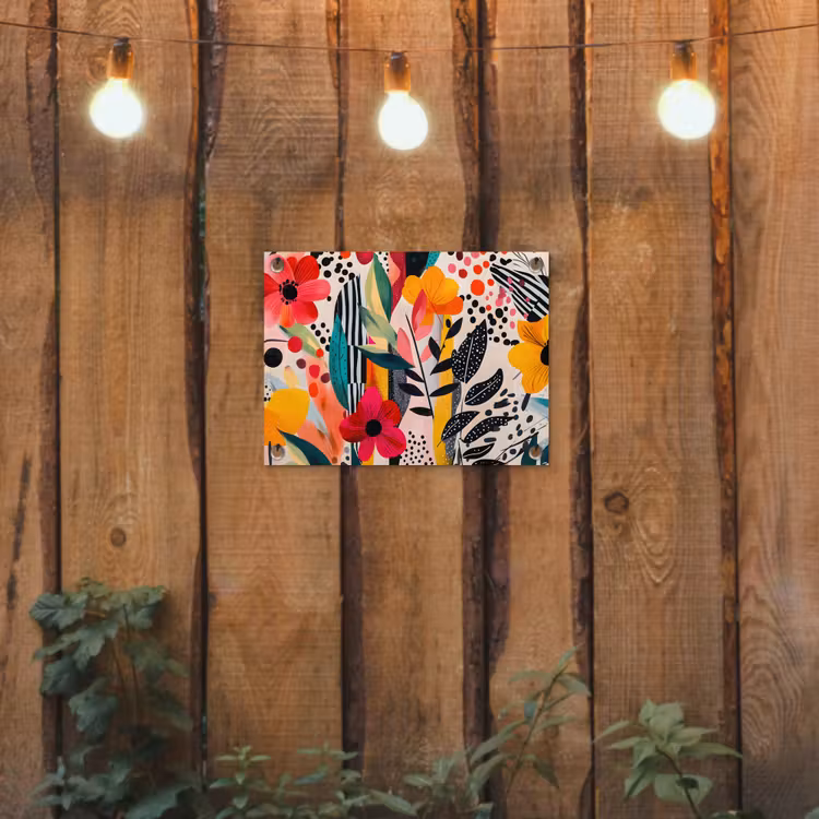 Bloemen - Bladeren - Abstract - Kleurrijk tuinposter los doek klein -sfeer1