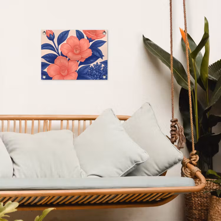 Garden Poster - Flowers - Leaves - Botanical - Bloemen - Bladeren - Botanisch tuinposter los doek klein