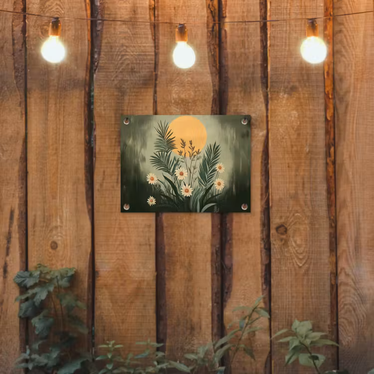 Bloemen - Bladeren - Zon - Groen tuinposter los doek klein -sfeer1