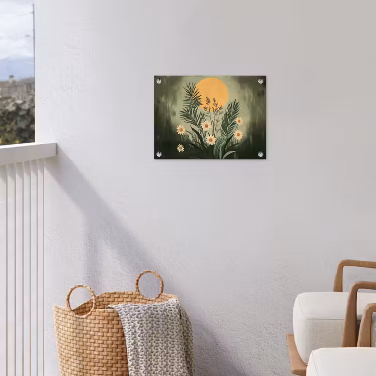 Bloemen - Bladeren - Zon - Groen tuinposter los doek klein -sfeer8