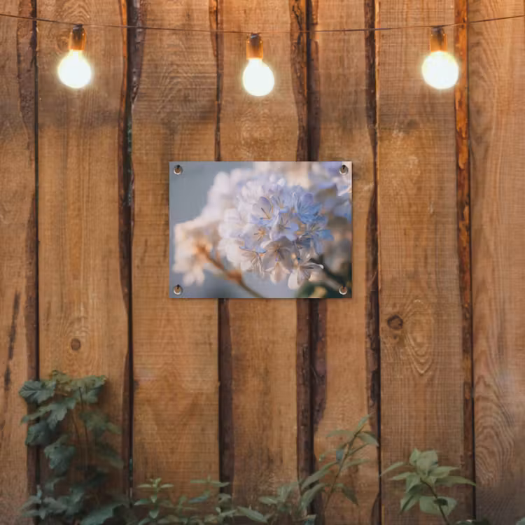 Bloemen - Lichtblauw - Wazig - Trosje tuinposter los doek klein -sfeer1