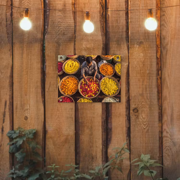 Garden Poster - Flowers - Market - Colorful - Bloemen - Markt - Kleurrijk tuinposter los doek klein