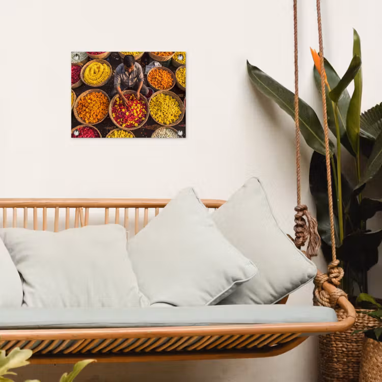 Garden Poster - Flowers - Market - Colorful - Bloemen - Markt - Kleurrijk tuinposter los doek klein