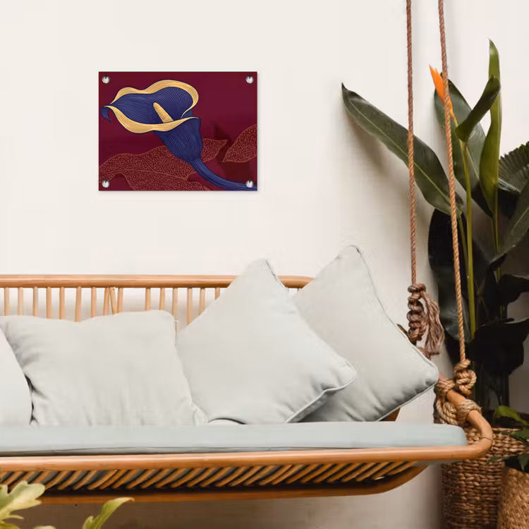 Garden Poster - Flowers - Modern - Purple - Bloemen - Modern - Paars tuinposter los doek klein