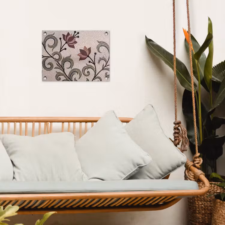Bloemen - Mozaïek - Patroon - Abstract - Groen tuinposter los doek klein -sfeer7