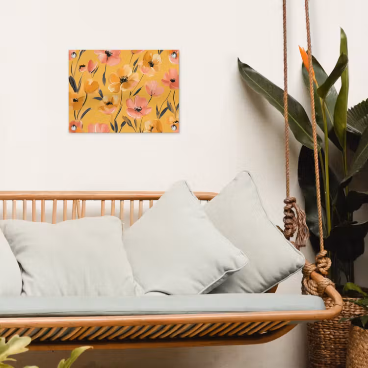 Bloemen - Geschilderd - Geel tuinposter los doek klein -sfeer7