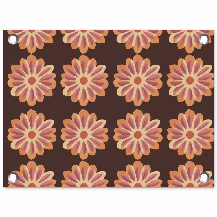 Bloemen - Patroon - Bruin tuinposter los doek klein 239 -3d