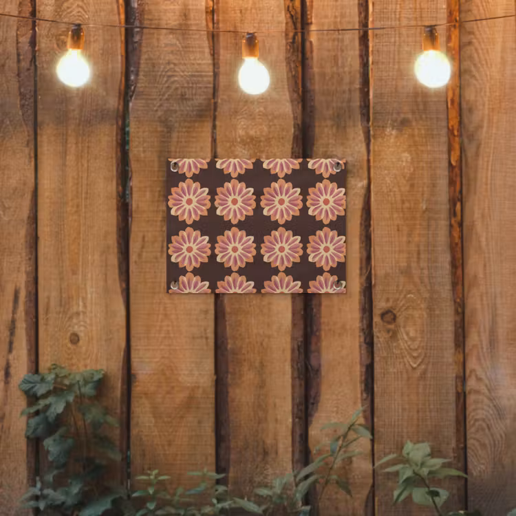 Bloemen - Patroon - Bruin tuinposter los doek klein 239 -sfeer1