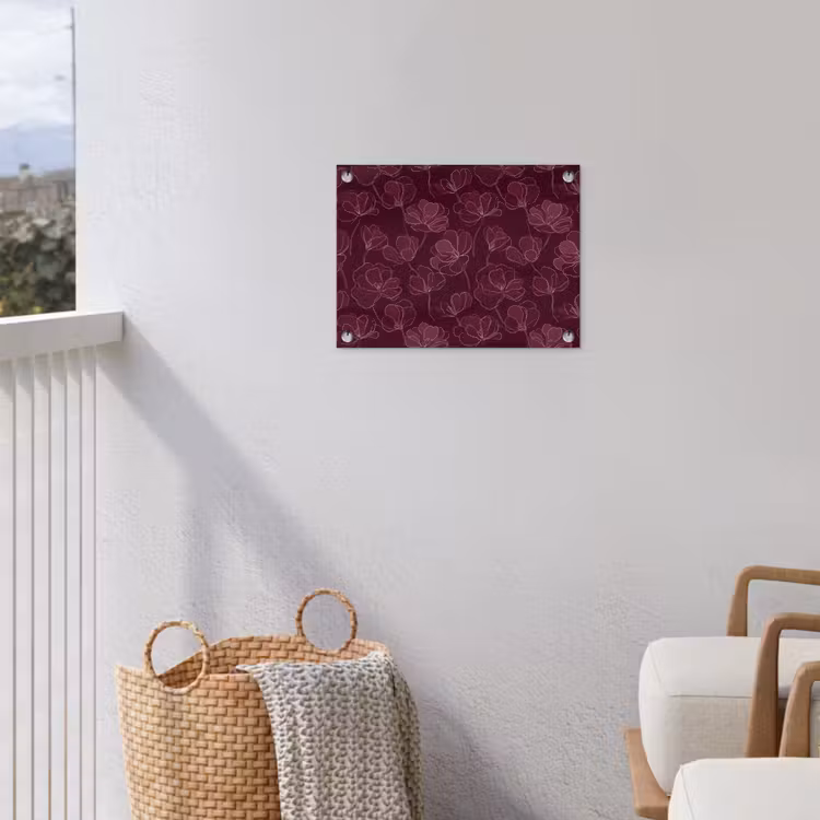 Bloemen - Patroon - Bordeauxrood tuinposter los doek klein 239 -sfeer8