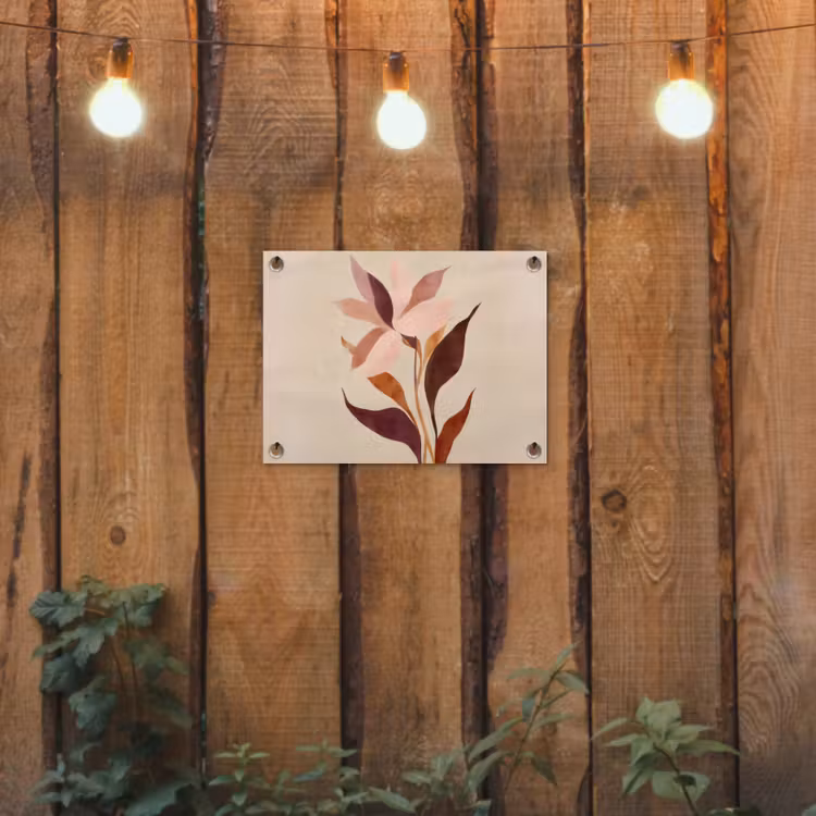 Bloemen - Blaadjes - Minimalistisch - Roze tuinposter los doek klein -sfeer1
