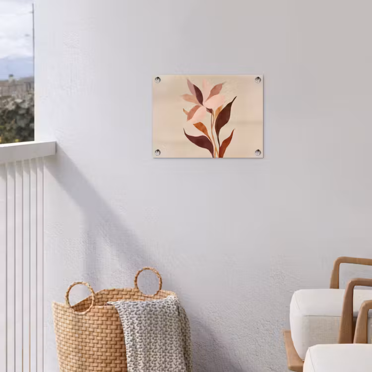 Bloemen - Blaadjes - Minimalistisch - Roze tuinposter los doek klein -sfeer8
