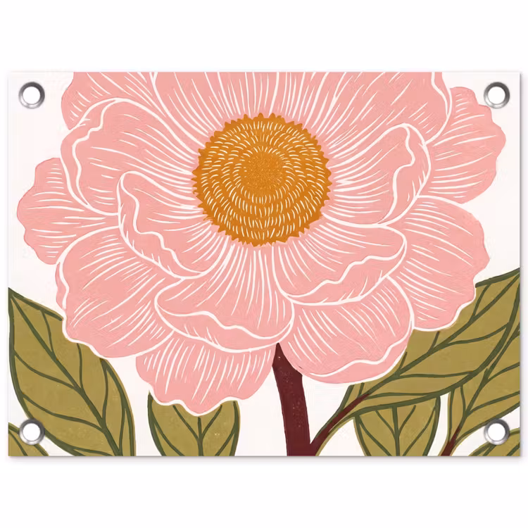 Garden Poster - Flowers - Pink - Illustration - Bloemen - Roze - Illustratie tuinposter los doek klein