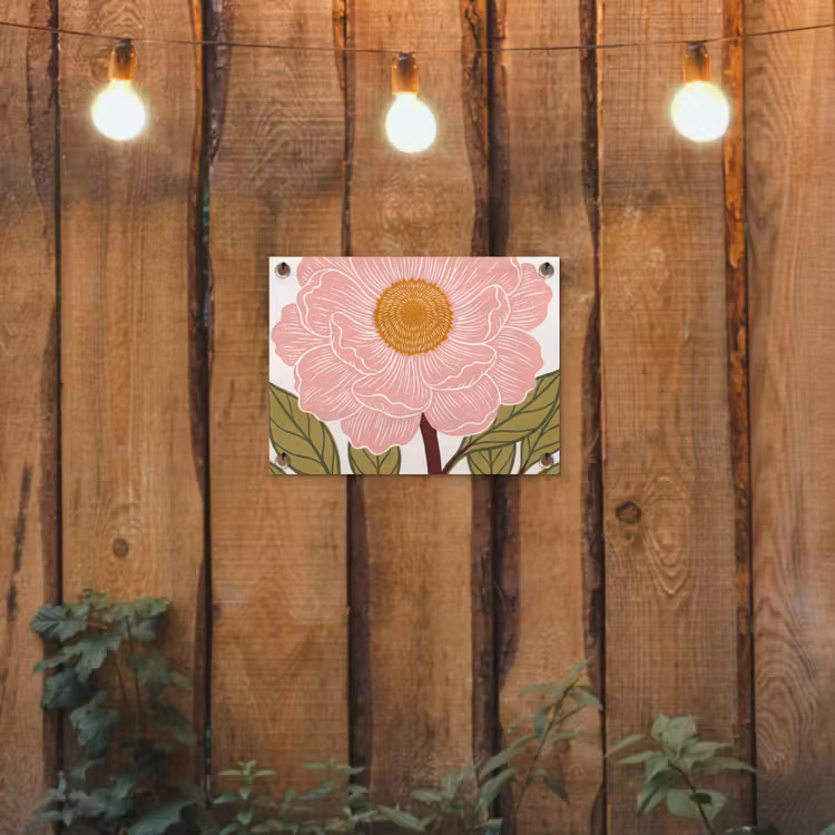 Garden Poster - Flowers - Pink - Illustration - Bloemen - Roze - Illustratie tuinposter los doek klein
