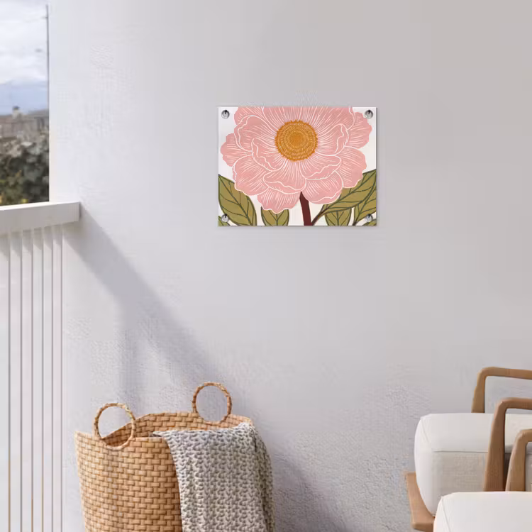 Garden Poster - Flowers - Pink - Illustration - Bloemen - Roze - Illustratie tuinposter los doek klein