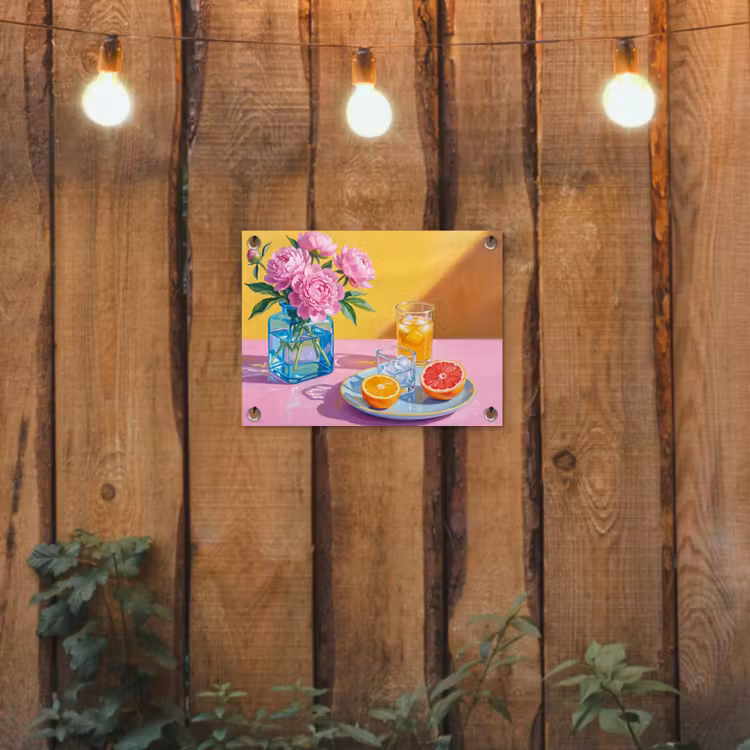 Garden Poster - Flowers - Pink - Modern - Bloemen - Roze - Modern tuinposter los doek klein