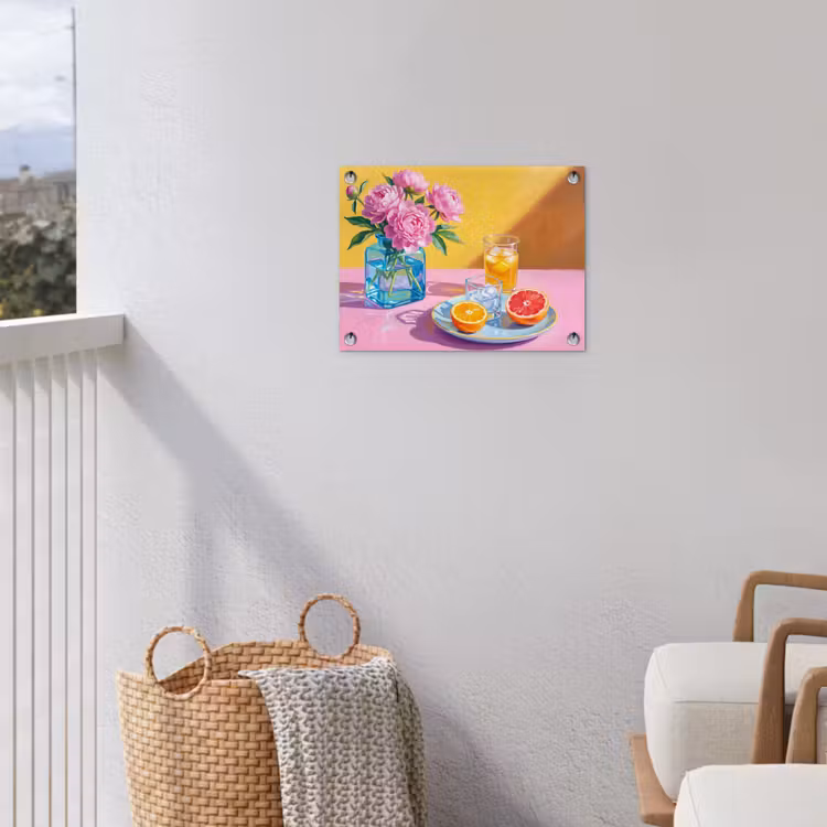 Garden Poster - Flowers - Pink - Modern - Bloemen - Roze - Modern tuinposter los doek klein