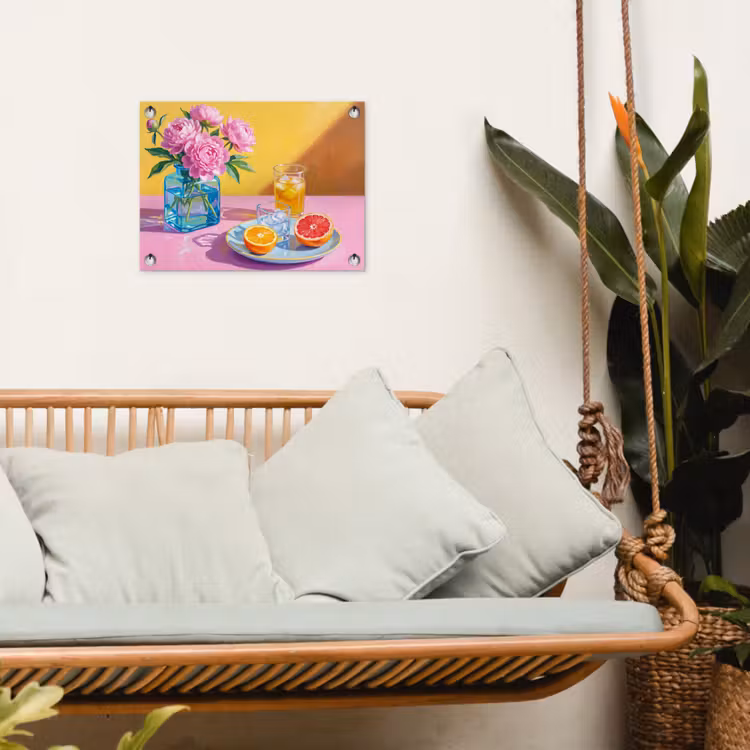 Garden Poster - Flowers - Pink - Modern - Bloemen - Roze - Modern tuinposter los doek klein