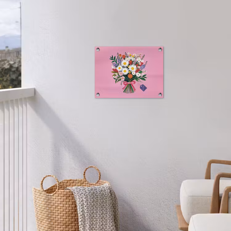 Bloemen - Quote - Kaartje - Kleurrijk tuinposter los doek klein -sfeer8