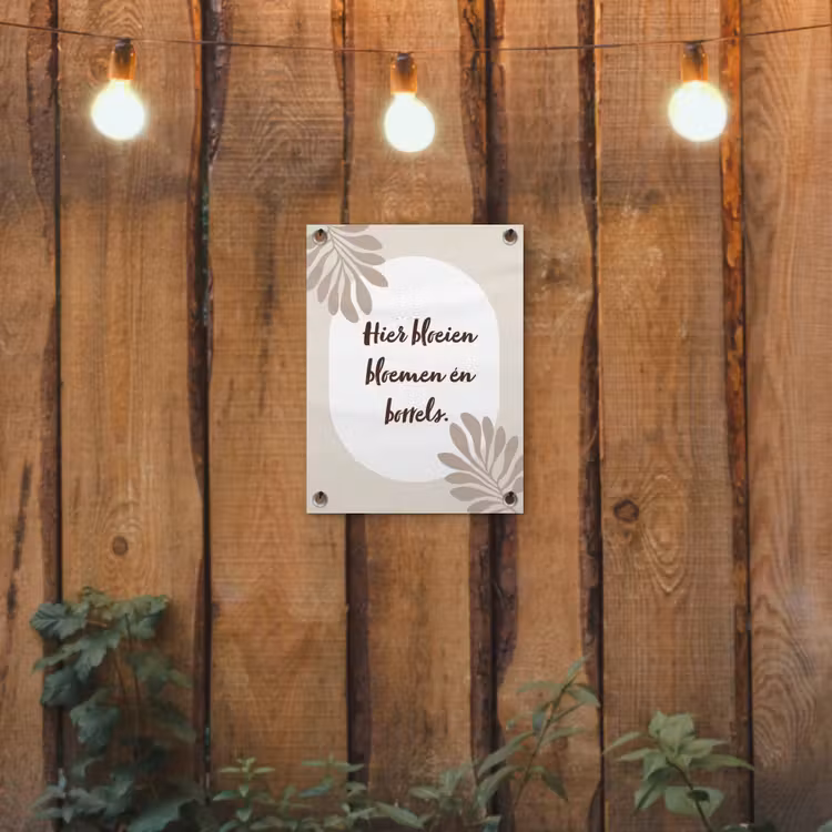 Bloemen - Quote - Zomer - Beige tuinposter los doek klein -sfeer1