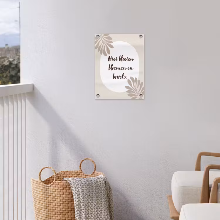 Bloemen - Quote - Zomer - Beige tuinposter los doek klein -sfeer8
