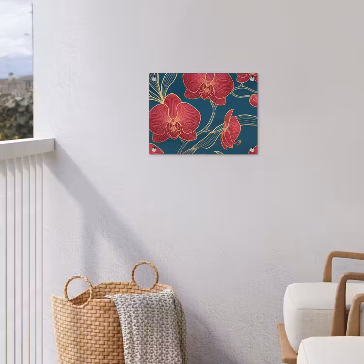 Garden Poster - Flowers - Red - Gold - Bloemen - Rood - Goud tuinposter los doek klein
