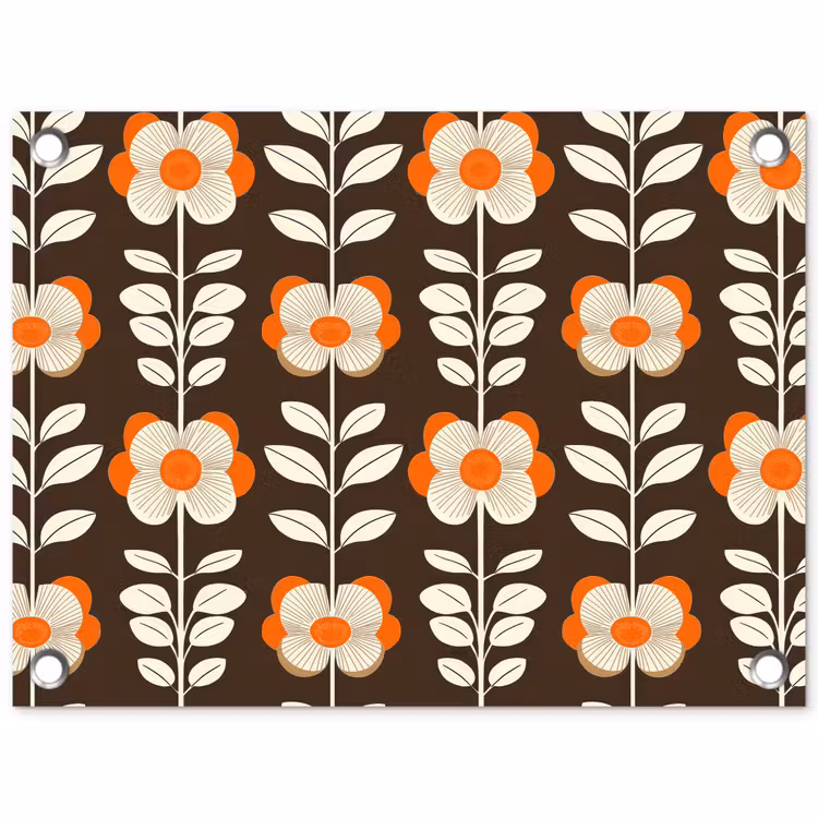 Bloemen - Retro - Bruin tuinposter los doek klein 239 -3d